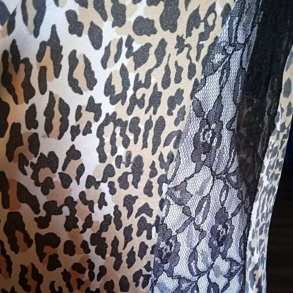 Vintage Marcie Stuart Union Made Leopard Print Lace Panel Slip Dress Size 3X - Picture 6 of 7